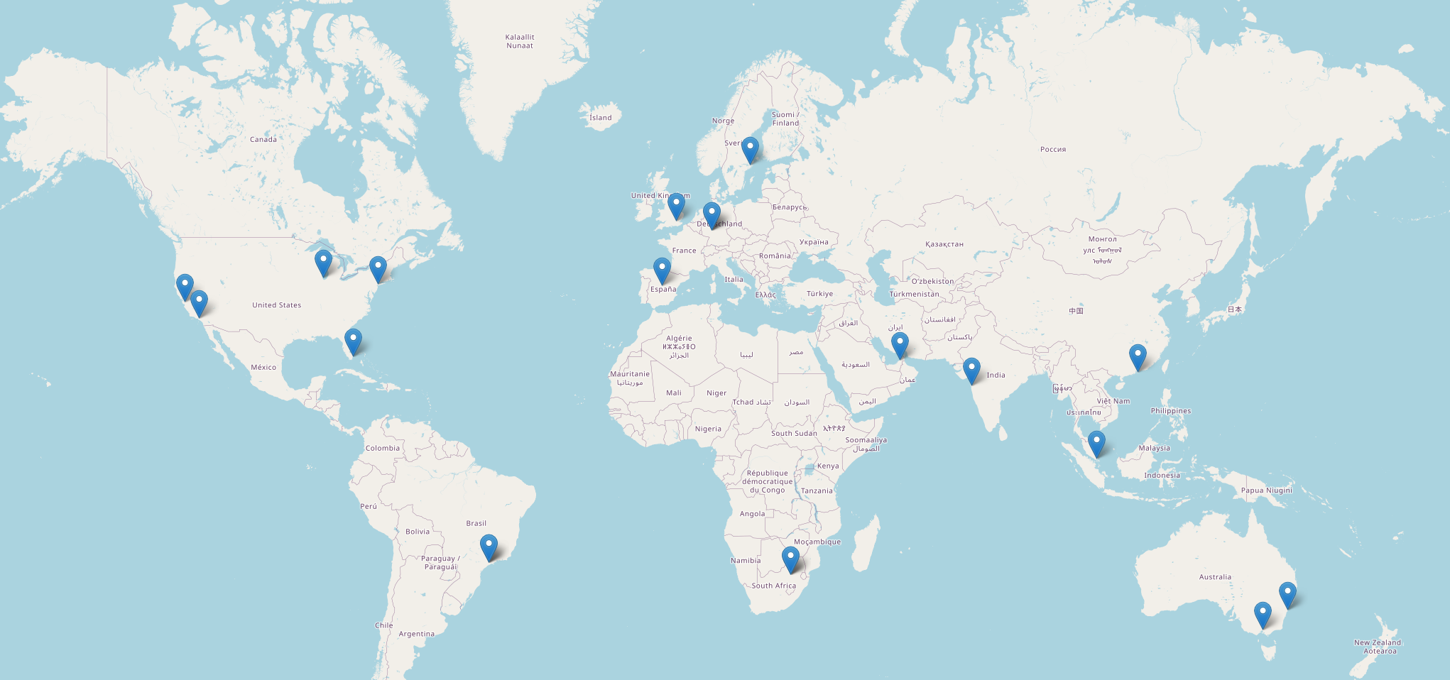 Standorte der ironDNS-Nameserver